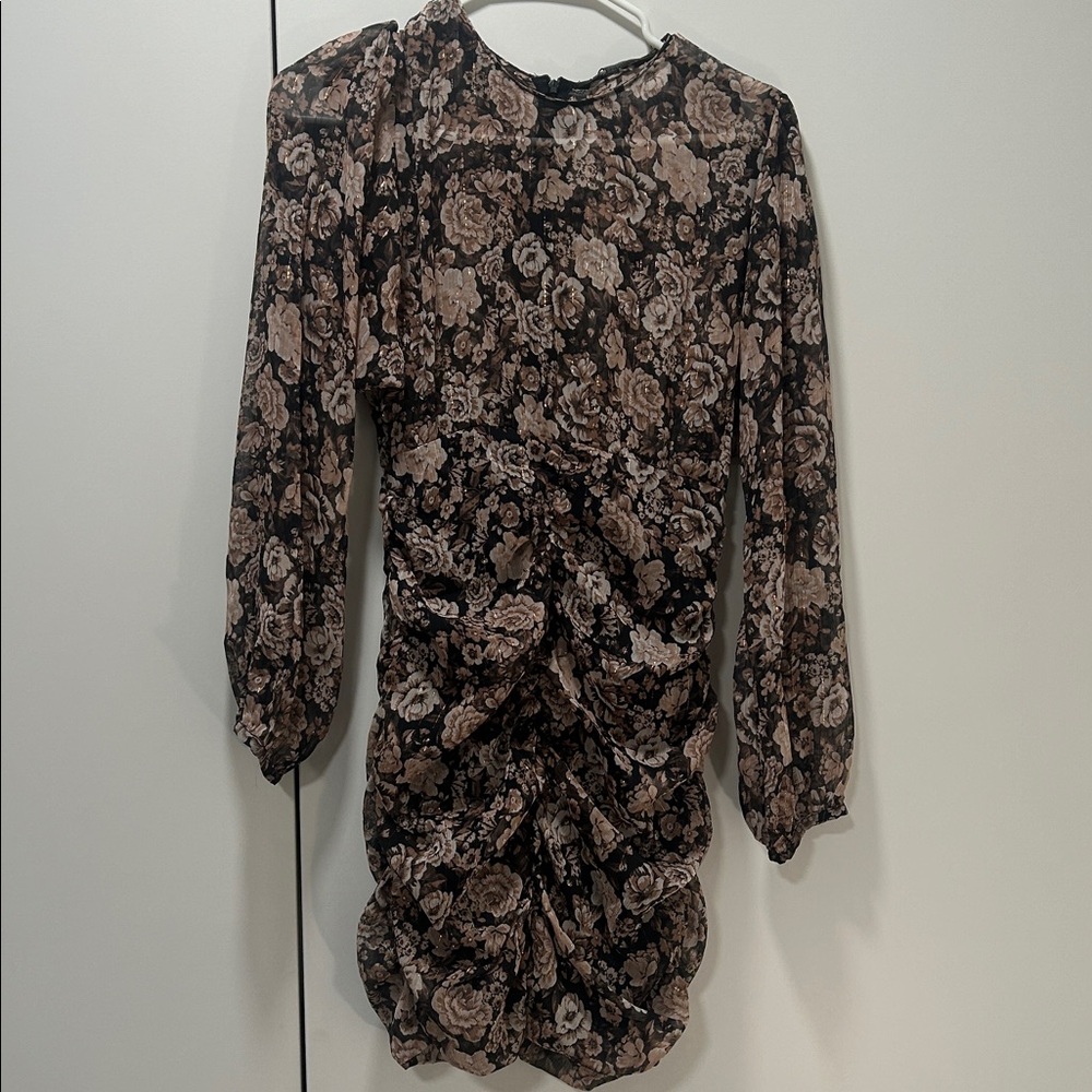 Metallic thread printed dress